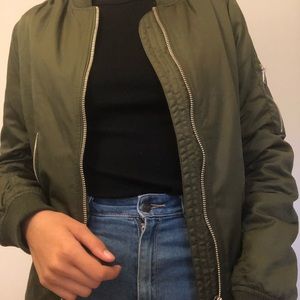 Olive green bomber jacket